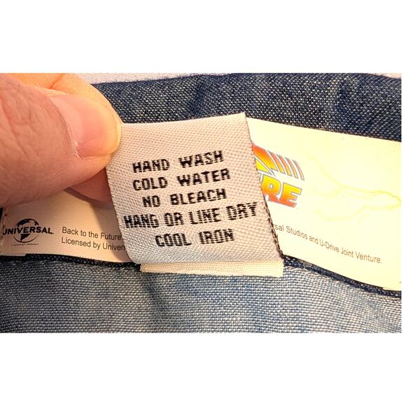 Back To The Future Shirt Mens L Blue Denim Snap Front Marty McFly Chambray - Picture 9 of 10